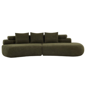 122" Curved Sectional Sofa (Olive Green)
