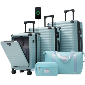 Deluxe 5-Piece Hard-Side Luggage Set with USB and TSA Security