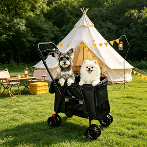 Pet Stroller Foldable 4-Wheel Design with Breathable Mesh