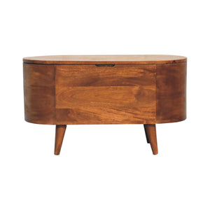 Solid Wood Chestnut Rounded Lid-Up Blanket Box