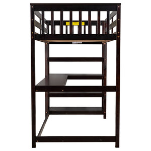 Loft Bed With Storage Shelves And Under Bed Desk