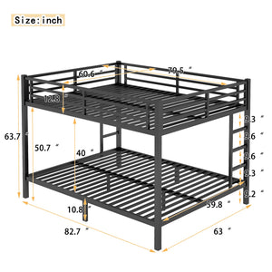 Metal Queen Over Queen Bunk Bed for Teens and Adults
