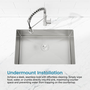 Stainless Steel Kitchen Sink, 30″x19″ Drop In Single Bowl, Undermount Handmade Sink in Brushed Nickel