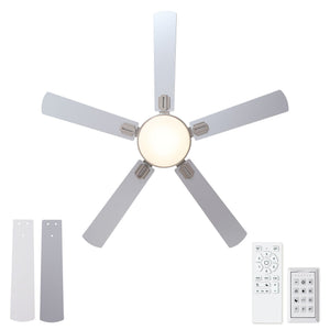 Flush Mount Ceiling Fans With LED Light And Remote Control, 5 Blades