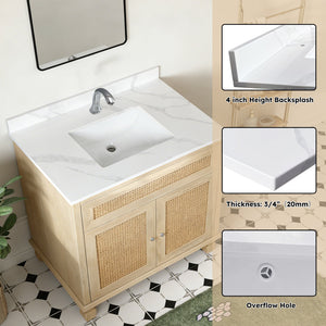 37-inch Quartz Bathroom Vanity Top with Undermount Single Bowl