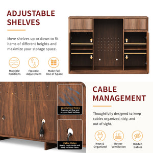 53.2" Fluted Buffet Wine Cabinet with Mini Fridge Nook (Fridge Not Included)