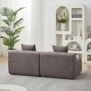 Curved Sectional Sofa With 2 Pillows For Living Room - Gray