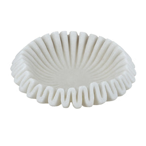 D9.5x2.5' Wavy Sand and Resin Bowl with Textured White Finish