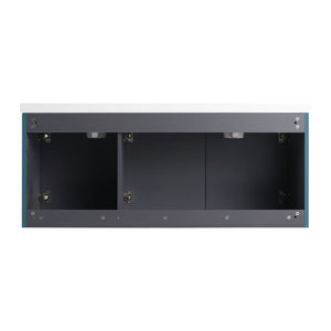 Contemporary Wall Mounted Bathroom Vanity With Resin Double Sink