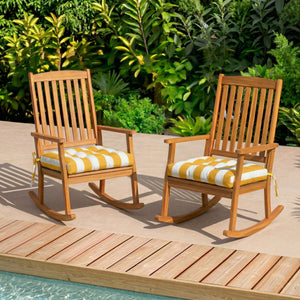 Outdoor Chair Cushions Set of 2, 19 x 19 x 4 Inch Tufted Seat Cushions with Ties