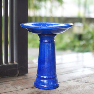 Ceramic Pedestal Bird Bath for Outdoor Garden