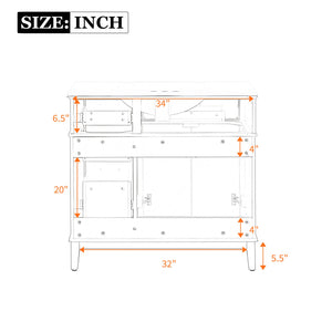 36-Inch White Modern Bathroom Vanity with Ceramic Sink