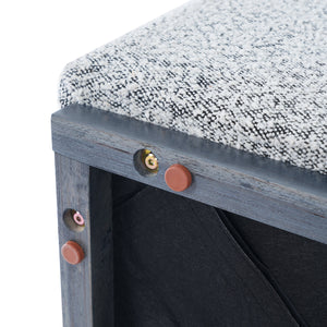 Square Upholstered Ottoman with Black-and-White Fabric