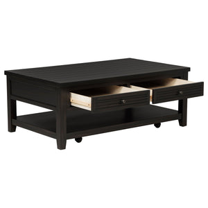 Sutter - 2 Drawer Rectangular Coffee Table - Dark Brown