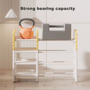 Kids Bookshelf And Toy Storage, 4 Tier Toy Organizers With 8 Removable Storage Bins, Kids Toy Storage Organizer For Study Room - Gray / White / Yellow