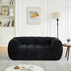 Quilted Cloud Sofa With Rounded Armrests And Piano Key Backrest Design