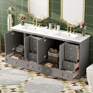 Shaker Free Standing Bathroom Vanity Cabinet & Sink, Soft Close Drawers, Soft Close Doors