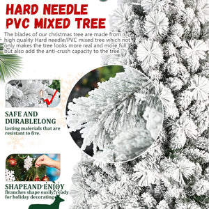 9FT Flocked Christmas Tree with 750 Warm LED Lights