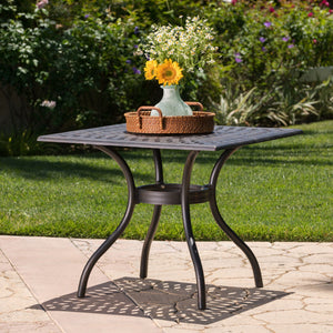 Enchantia Outdoor Square Dining Table with Weave Tabletop and Flared Legs - Copper