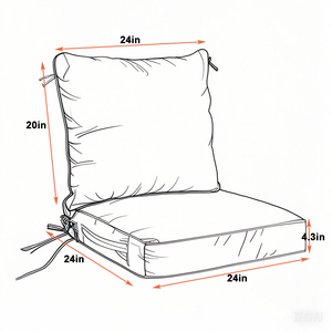 24x24 Inch Outdoor Deep Seat Cushion Set