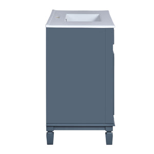 36" Bathroom Vanity With Ceramic Sink and Soft-Close Doors - Blue