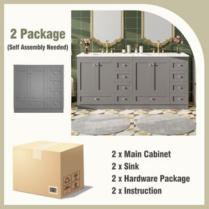 Shaker Free Standing Bathroom Vanity Cabinet & Sink, Soft Close Drawers, Soft Close Doors