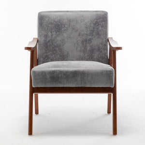 Mid Century Modern Accent Chair With Solid Wood Frame And Extra Thick Backrest