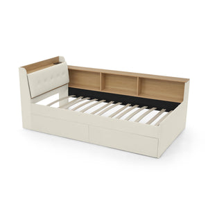 Upholstered Daybed With Storage Headboard, Wireless Charging, LED Lights