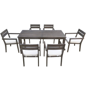 U_Style 7 Pieces Acacia Wood Outdoor Dining Set with Cushions