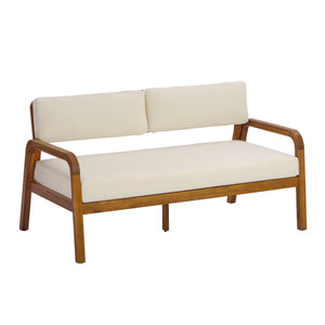2 Pieces Outdoor Sofa Set with Cushions - Teak