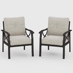 All-Weather Armchairs With Cushions, Modern Sculptural Design (Set of 2)