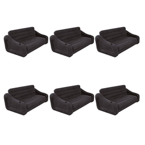 Intex Queen Size Pull Out Futon Sofa Couch Sleep Away Bed, Dark Gray (6 Pack)