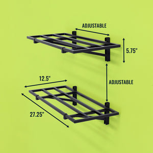 1' x 2' Bristol Garage Wall Mount Shelves | 2 Pack | Black
