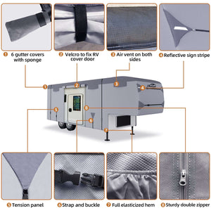 DikaSun 7 Layers 5th Wheel RV Cover UV Protection Waterproof Windproof Breathable