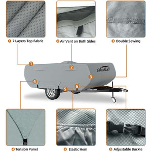 DikaSun 7 Layers Pop Up Camper Cover, Breathable UV Resistant Windproof Waterproof RV Cover