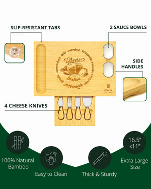 Cheese Board Set with Knives, 16.5“ x 11”