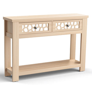 2-Tier Console Table with Drawers and Open Storage Shelf
