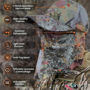2-in-1 FRONT Face Mask and Camo Hat for Duck Hunting - TRAPSKI