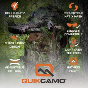 2-in-1 FRONT Leafy Face Mask and Camo Hat (Adj, OSFM) - TRAPSKI