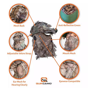 2-in-1 FRONT Leafy Face Mask and Camo Hat (Adj, OSFM) - TRAPSKI