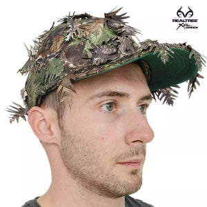 2-in-1 FRONT Leafy Face Mask and Camo Hat (Adj, OSFM) - TRAPSKI
