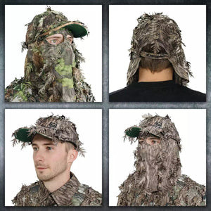 2-in-1 FRONT Leafy Face Mask and Camo Hat (Adj, OSFM) - TRAPSKI