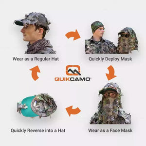 2-in-1 FRONT Leafy Face Mask and Camo Hat (Adj, OSFM) - TRAPSKI