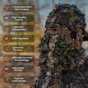 2-in-1 REAR Leafy Face Mask and Camo Hat (Fitted) - TRAPSKI
