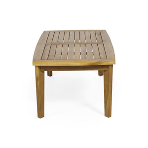 2-Person Outdoor Acacia Wood Patio Seating Group with Cushions - Cream White/Teak