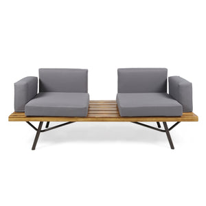 2 Piece Patio Set with Loveseat and Coffee Table - Natural Dark Gray