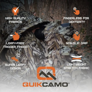 Leafy Camo Gloves in Mossy Oak and Realtree - Fingerless or Touchscreen Tips