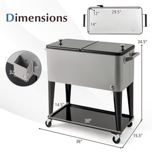 Portable Patio Cooler with Bottom Storage Shelf and Bottle Opener