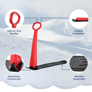 Slippery Racer Kids Foldable Downhill Outdoor Winter Ski Scooter Snow Sled, Red