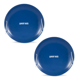 Slippery Racer ProDisc 26" Heavy Duty Metal Saucer Sled w/ Rope Handles (2 Pack)